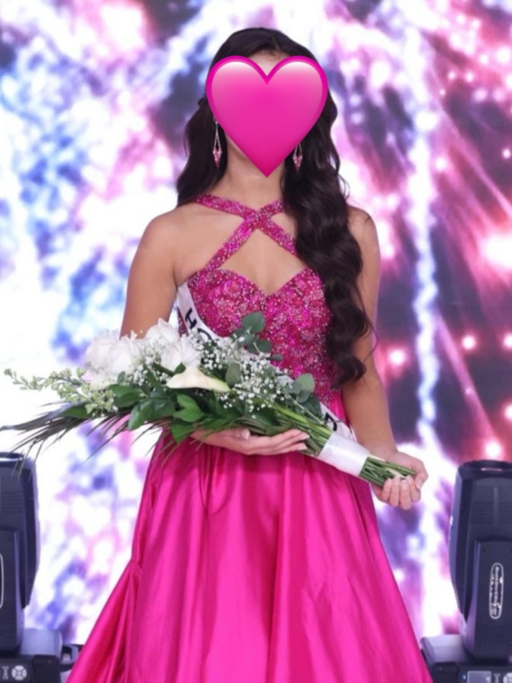 Jovani Girls Hot Pink Beaded Halter Ball Gown